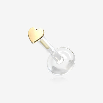 14 Karat Gold Heart Plate Top Bio-Flex Labret